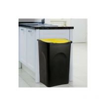 Poubelle domestique 50 l. Jaune et noire. Idéal tri et recyclage - Noir