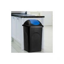 Poubelle domestique 60 l. Bleue et noire. Couvercle rapide