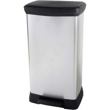 Deco bin metalics 254620 Poubelle 46 l (l x h x p) 407 x 749 x 307 mm argent, noir 1 pc(s) - Curver