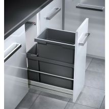 Poubelle encastrable 2 bacs pour meuble coulissant 45L (38+7) Hailo Euro Cargo