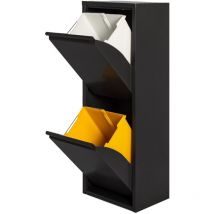 Poubelle et poubelle de recyclage Wellhome noir Mat métallisé avec 2 compartiments de 17L chacun - 'mobilier & decoration' - noir mat