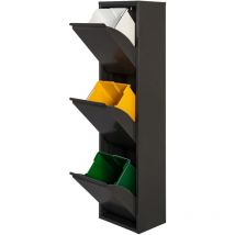 Poubelle et recyclage Jobgar black avec 3 compartiments de 3x17L chacun - 'eco' - Noir