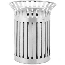 Ulsonix - Poubelle extérieure ronde 90 l Large ouverture Inox / acier galvanisé Argent