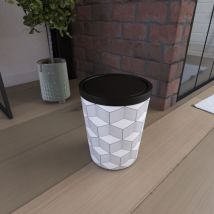 Aurlane - Poubelle imprimée géométrie avec couvercle oscillant Noir Ø20 cmx(h) 24 cm