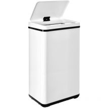 Poubelle intelligente sans pieds avec ouverture automatique ou contact manuel, 50 l, hauteur : 67,5 cm (x35,5 x 26), blanc.