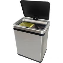 Well home - Poubelle Intelligente sans Pieds pour Recyclage avec ouverture automatique et contact manuel 15L+15L 35,5x26x60cm Couleur Gris
