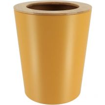 Tendance - Poubelle metal evasee avec couvercle bambou 5l - moutarde bambou