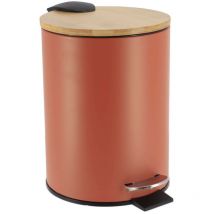 Poubelle metal frein de chute 2,5l - terracotta bambou Tendance