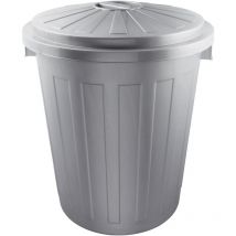 Poubelle multi-usages / poubelle avec couvercle verrouillable, Très grande, Plastique résistant (pp), 50 l, Tapis, Argent