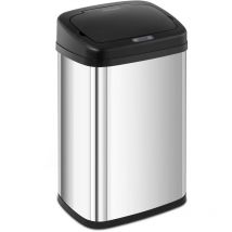 Poubelle Ouverture Fermeture Automatique Ordures Capteur Inox Carrée Cuisine 30L