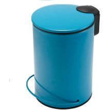 Poubelle salle de bain à pédale 3L en métal bleu