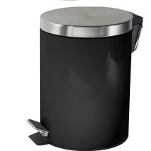 Poubelle salle de bain à pédale 5L en métal noir