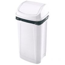 Poubelle plastique 25 litres rectangle à couvercle basculant blanche