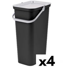 Bac de recyclage Tontarelli fashion white black 38 l (4 pièces)