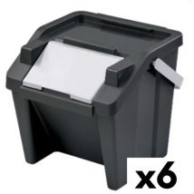 Tontarelli - Bac de recyclage fashionable stackable 28 l white black (6 pièces)