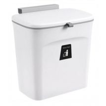 Poubelle Suspendue 9L de Cuisine, Petite Poubelle avec Couvercle et Grattoir pour Portes d'armoires Chambre Bureau Salle de Bain Dortoir à Domicile