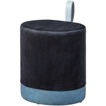 Pouf 38x32,5x43 cm en velours noir et bleu