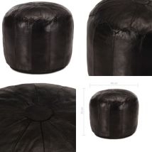 Vidaxl - Pouf 40 x 35 cm Noir Cuir véritable de chèvre - Pouf En Cuir - Pouf Design - Pouf Moderne - Pouf Vintage - Pouf Confort - Home & Living