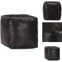 Vidaxl - Pouf 40 x 40 x 40 cm Noir Cuir véritable de chèvre - Pouf En Cuir - Pouf Design - Pouf Moderne - Pouf Confort - Pouf Salle à Vivre