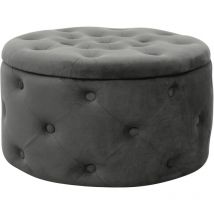 Pouf a scomparto rotonda in velluto trapuntato Akord alia colore Grigio