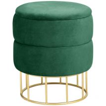 Pouf Akord elza aus Samtstoff mit Stauraum in Flaschengrün Durchmesser 37 cm Höhe 42 cm