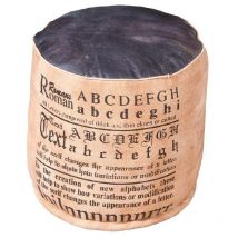 Pouf aus braunem und blauem Leder und Canvas