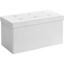 Banc Coffre de Rangement Pliable 76x38x38 cm - Pouf Repose-pieds - Canapé Pouf avec Coffre de Rangement - Blanc