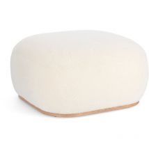 Hellin - Pouf carré bouclette blanc ivoire L68 - stratus