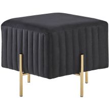 Beliani - Pouf Capitonné Glamour avec Pieds Métal Dorés en Velours Noir Dayton