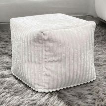 Pier Import - Pouf carré velours grosses côtes blanc visby