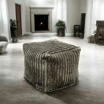Pier Import - Pouf carré velours grosses côtes kaki visby