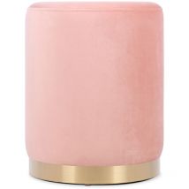 Sicaan - Pouf charlotte i Velours Rose poudré et Métal Doré