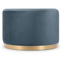Sicaan - Pouf charlotte ii Velours bleu céladon et Métal Doré