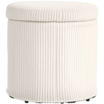 Homcom - Pouf coffre 32L max. 120 Kg velours côtelé beige clair