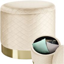 Tectake - Pouf avec espace de rangement Rond capacité de charge 300 kg