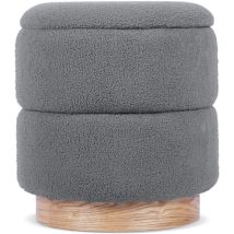 Sicaan - Pouf coffre roméo tissu bouclette gris