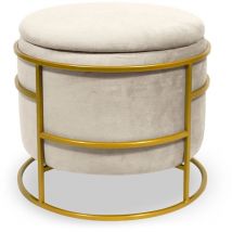 Cotecosy - Pouf coffre rond Ringo en velours Beige