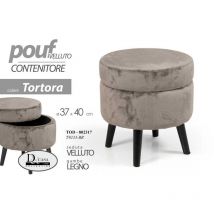 Bakaji - Pouf container gris tourterelle ouvrable 37 x 40 h