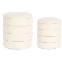 Bizzotto - Poufs contemporains ronds en tissu bouclette (set de 2) - karenine