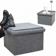 Pouf Contenitore 3-in-1 con Portaoggetti e Vassoio - 56x56x40 Sgabello in Feltro