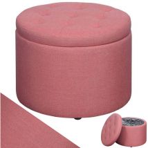 Bakaji - Pouf Contenitore Poggiapiedi in Tessuto Rosa Sgabello con 12 Scomparti Interni