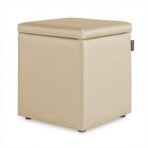 Pouf Cube Rangement Similicuir Écru 1 unité Écru