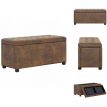 Vidaxl - Pouf de rangement 87,5 cm Marron Similicuir daim - Pouf De Rangement - Pouf Design - Pouf Coffre - Meuble De Rangement - Assise