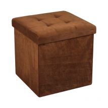 Coffre de Rangement Pouf Pliable velours 38cm - choco - choco