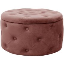 Akord - Pouf de Rangement avec Couvercle matelassé alia velour colour Rose hauteur 30 cm