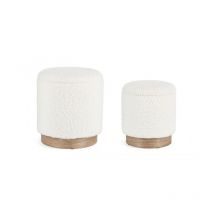 Iperbriko - Pouf de rangement blanc teddy D.30,5x35h, D.37x42h