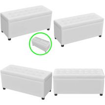Pouf de rangement Cuir synthétique Blanc - Pouf De Rangement - Ottoman - Banc Coffre - Meuble De Salon - Décoration Intérieure - Home & Living