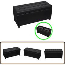 Vidaxl - Pouf de rangement Cuir synthétique Noir - Pouf De Rangement - Ottoman - Meuble De Salon - Banc Coffre - Rangement Décoratif