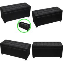 Vidaxl - Pouf de rangement Cuir synthétique Noir - Pouf De Rangement - Ottoman - Meuble De Salon - Banc Coffre - Rangement Décoratif - Home & Living