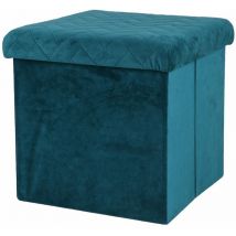 Toilinux - Pouf de rangement pliable Kube en velours